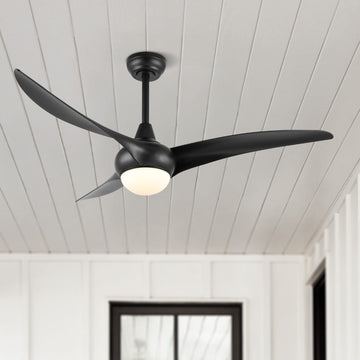 Aviator 52" Coastal Vintage Iron/Plastic Mobile-App/Remote-Controlled 6-Speed Retro Swirl Integrated LED Ceiling Fan - JONATHAN Y